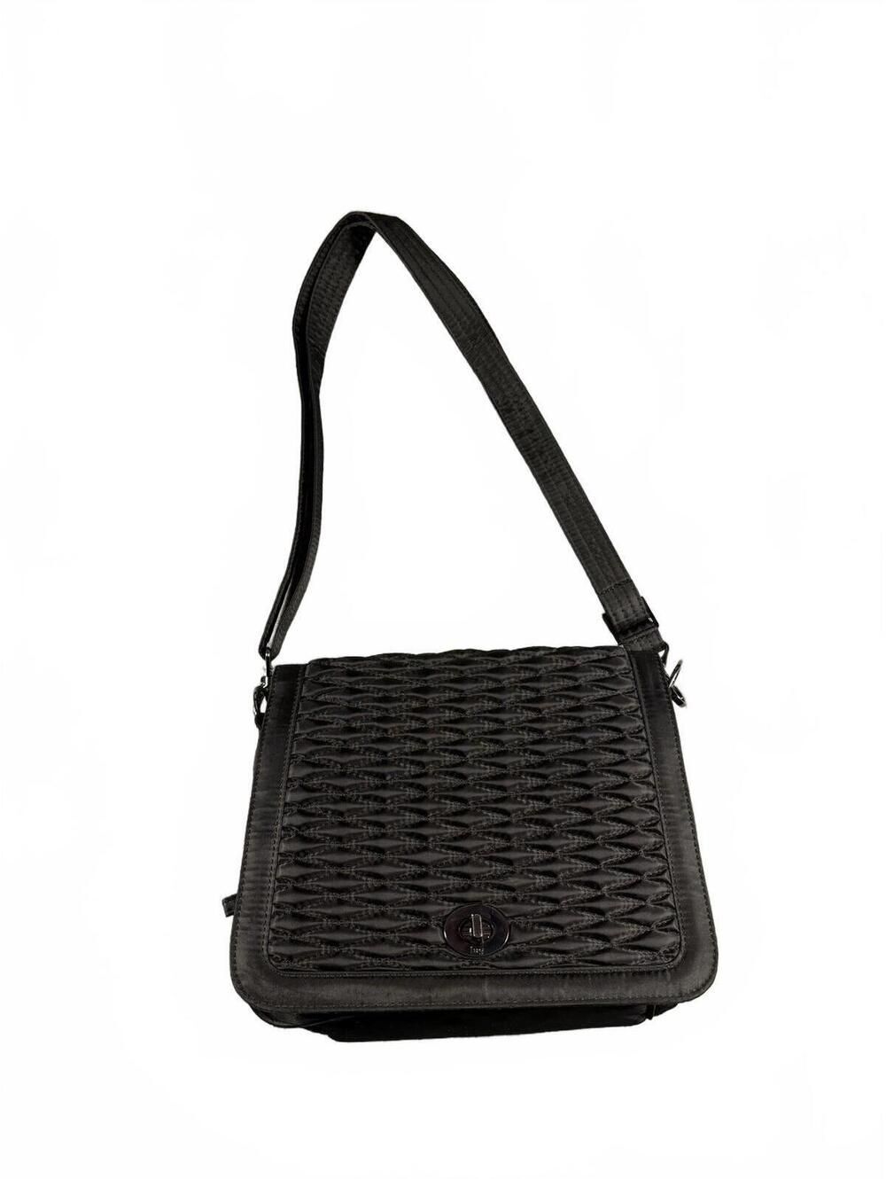 Lug Puddle Jumper Shoulder Bag Black Nylon Crossbody Travel Organizer Purse